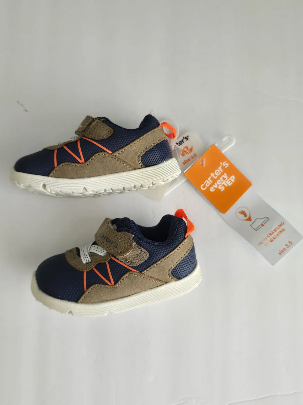 Carter's Navy and Tan Light-Up Toddler Sneakers